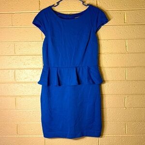Express Blue Sheath Mini Dress Cap Sleeve